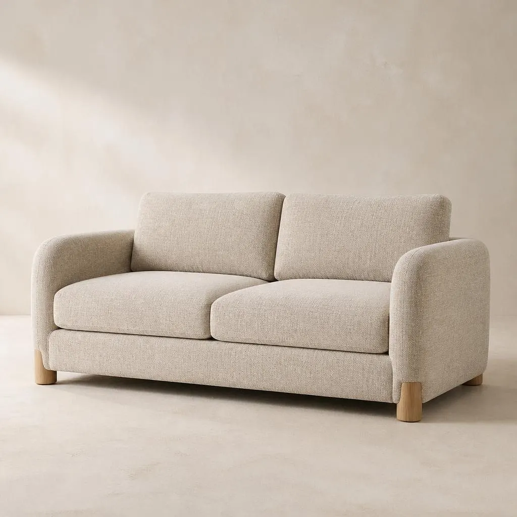 Linen Three-Seater Sofa