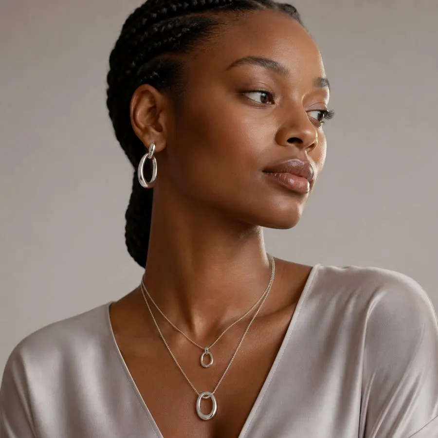 Silver Oval Link Set